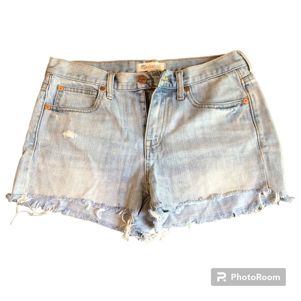 Madewell Denim Shorts Women’s 25 Light Wash Frayed Raw Hem Relaxed Boho Summer - Picture 2 of 9